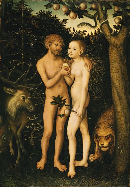 Lucas_Cranach_d.Ä._-_Adam_und_Eva_im_Paradies_(1531,_Gemäldegalerie,_Berlin)